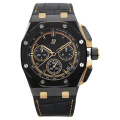 Used Royak Oak Offshore Ceramic 18K Yellow Gold Black Dail Watch 26420CE.OO.A127CR.01