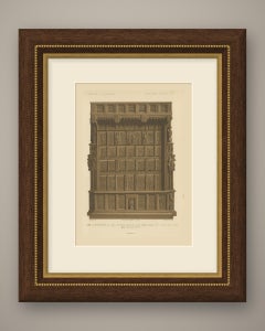 Royal Abbey Refectory Bench, Musée de Cluny, Antique Print, 1851