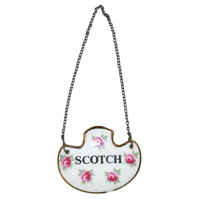 Royal Adderley Bone China Ceramic Floral Scotch Decanter Tag with Metal Chain For Sale