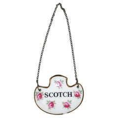 Royal Adderley Bone China Ceramic Floral Scotch Decanter Tag with Metal Chain