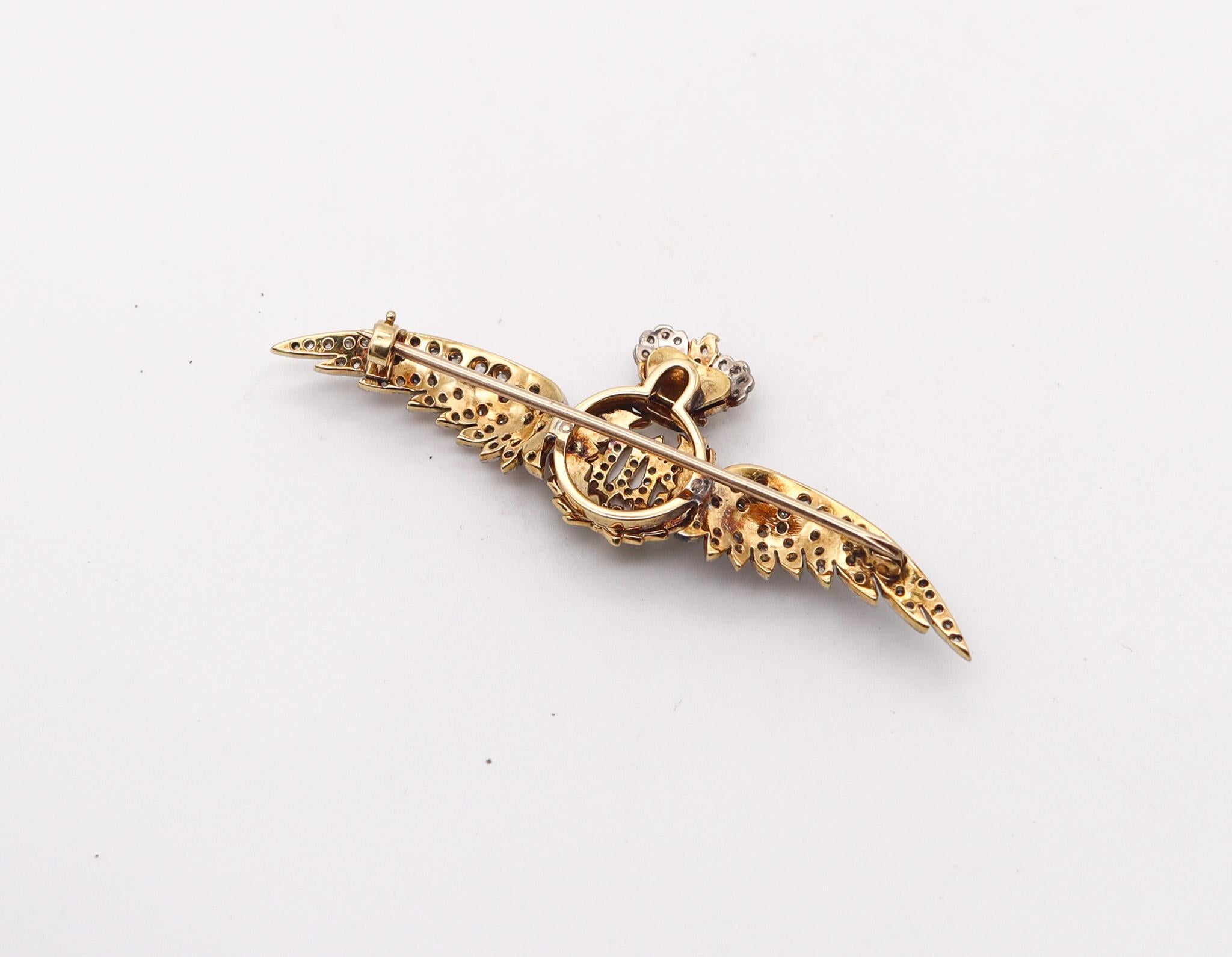 George V Royal Air Force 1925 Enameled Wings Badge In 18Kt Gold With 1.68 Ctw Diamonds For Sale