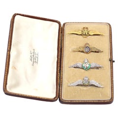 Antique Royal Air Force RAF Sweetheart Wings Brooch Collection Box Set, 1920