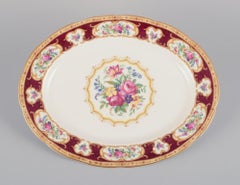 Royal Albert, Angleterre. "Lady Hamilton". Plat de service ovale et plat rond.