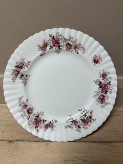 Royal Albert, Lavender Rose Floral Border Dinner Plates, Gold Border, Circa 1960