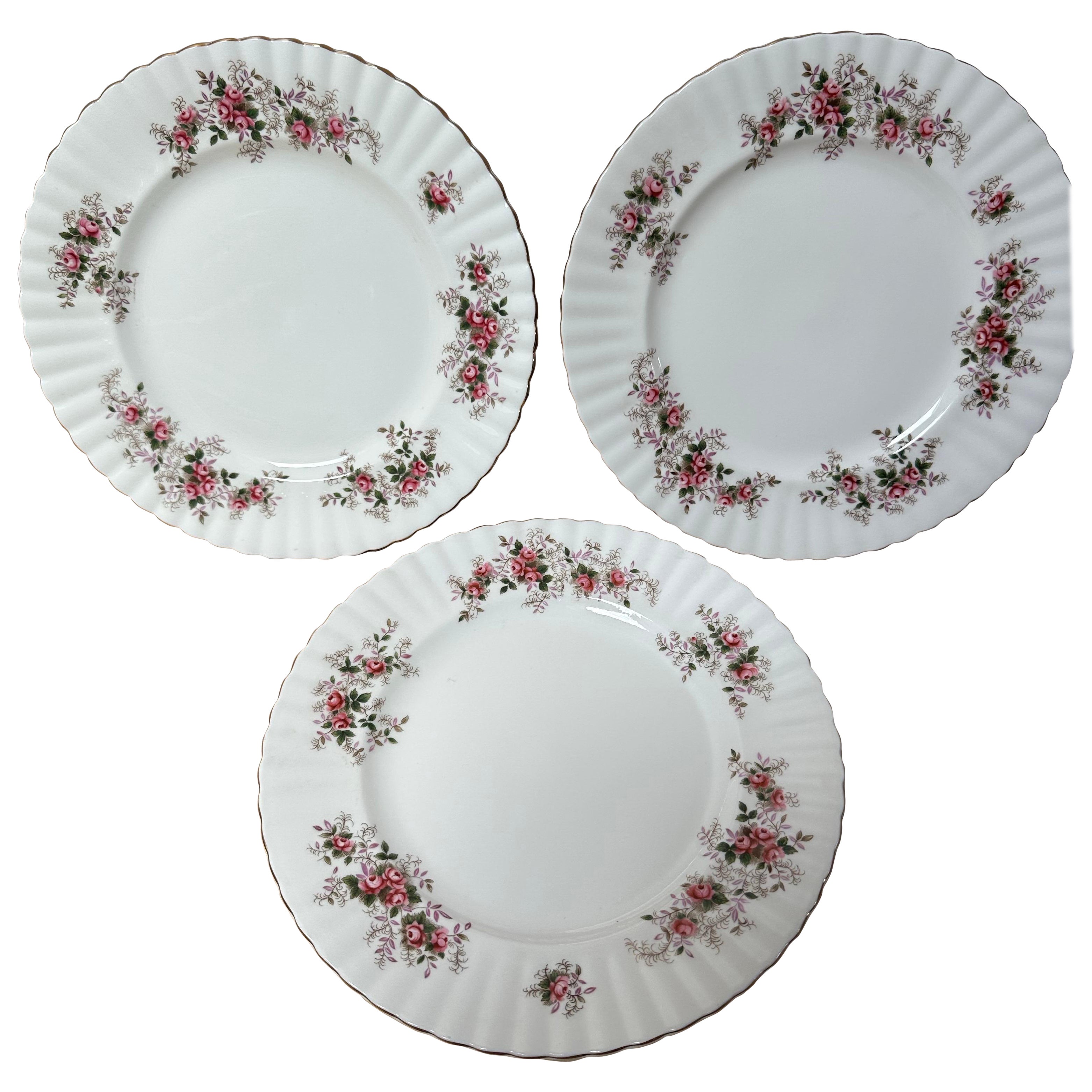 Royal Albert, Lavendelrose Blumenrand Speiseteller, Goldrand, CIRCA 1960 im Angebot