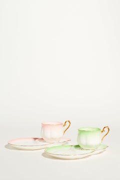 Royal Albert Whisper Pink and Green English Bone China Tea Set of Two