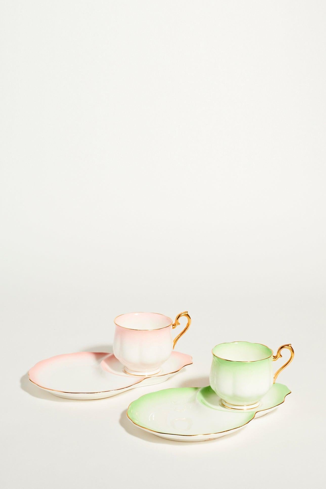 pink china tea set