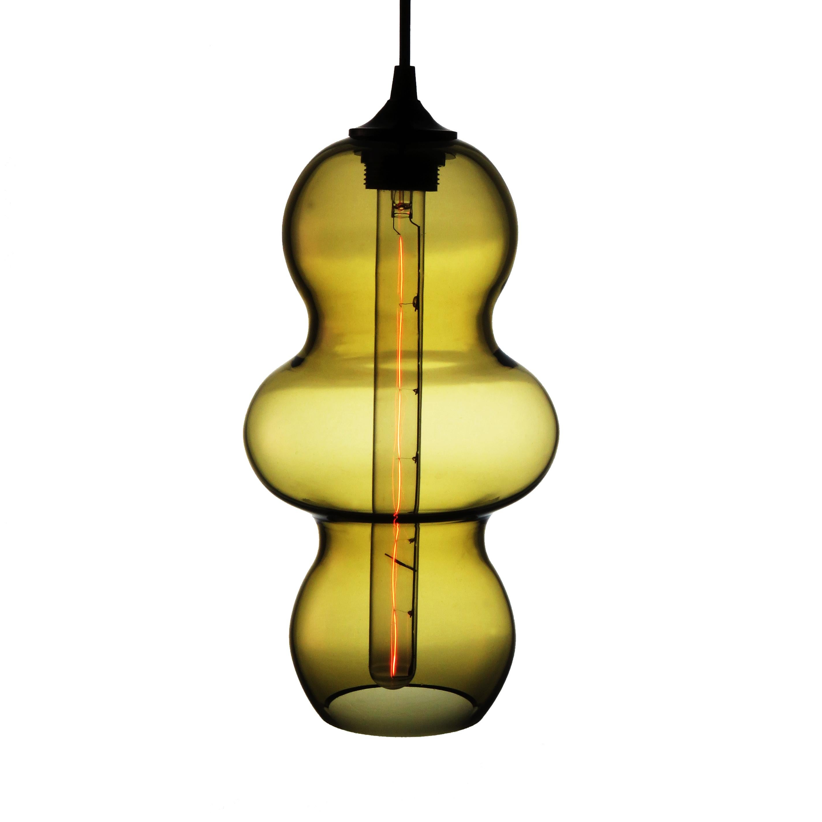 Blown Glass Royal Amethyst Contemporary Organic Architectural Hand Blown Pendant Lamp For Sale