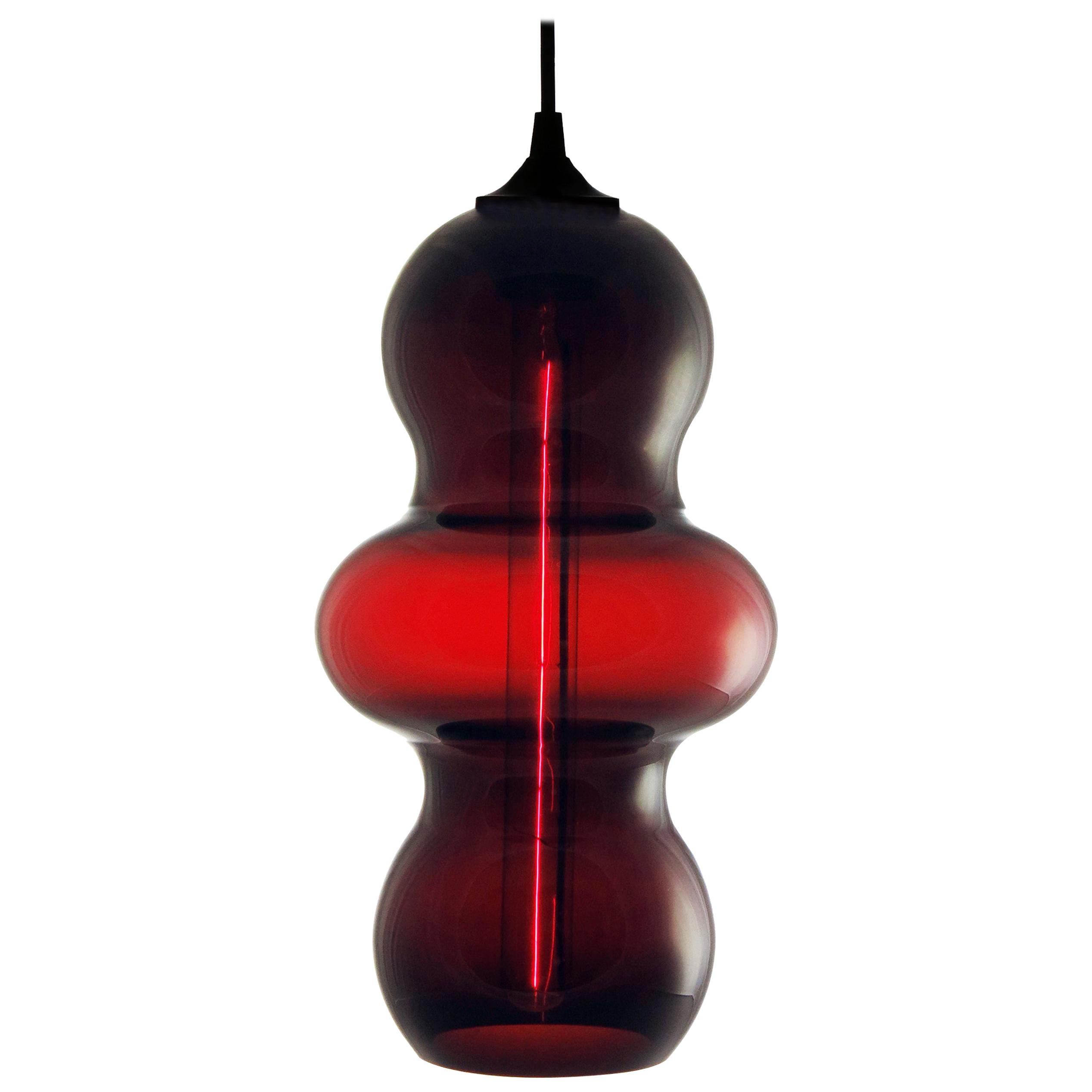 Hand-Crafted Royal Amethyst Contemporary Organic Architectural Hand Blown Pendant Lamp For Sale