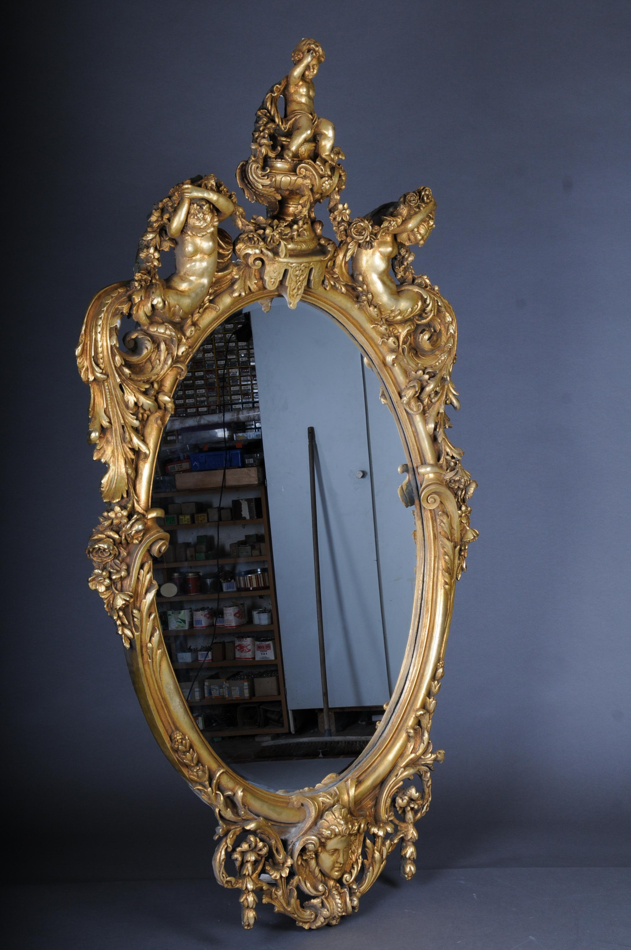 Royal and Monumental Gilded Wall Mirror After F. Linke, Paris For Sale 9