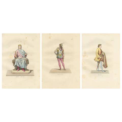 Royal and Noble Costume Prints: d'Anjou, Military Attire, Young Squire, 1845