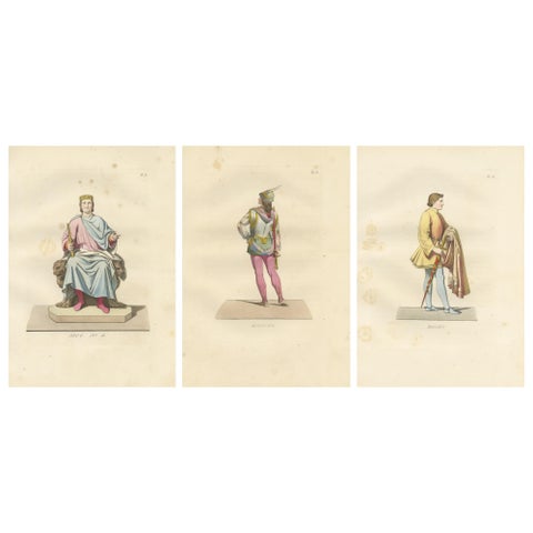 Royal and Noble Costume Prints: d'Anjou, Military Attire, Young Squire, 1845