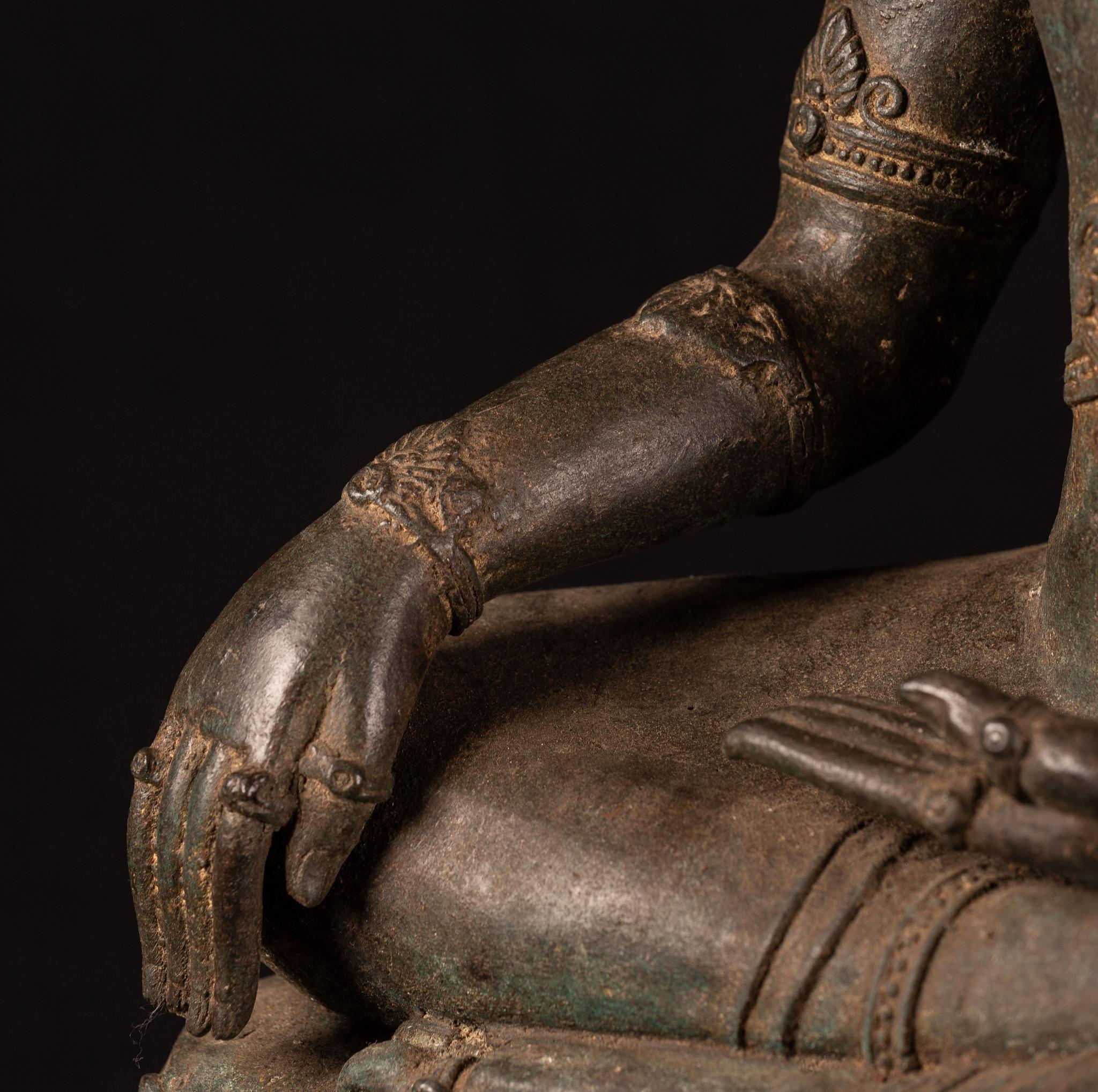 Royal Antique Bronze Buddha with Imperial Attire, Fine Details, 18th Century 7