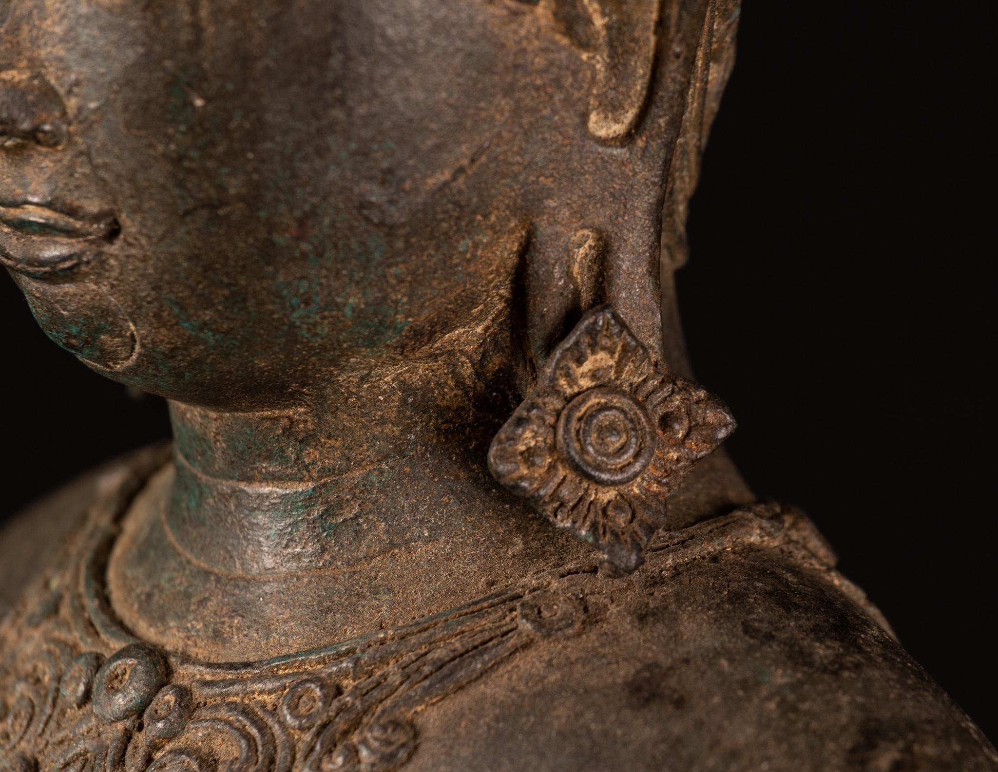 Royal Antique Bronze Buddha with Imperial Attire, Fine Details, 18th Century 8