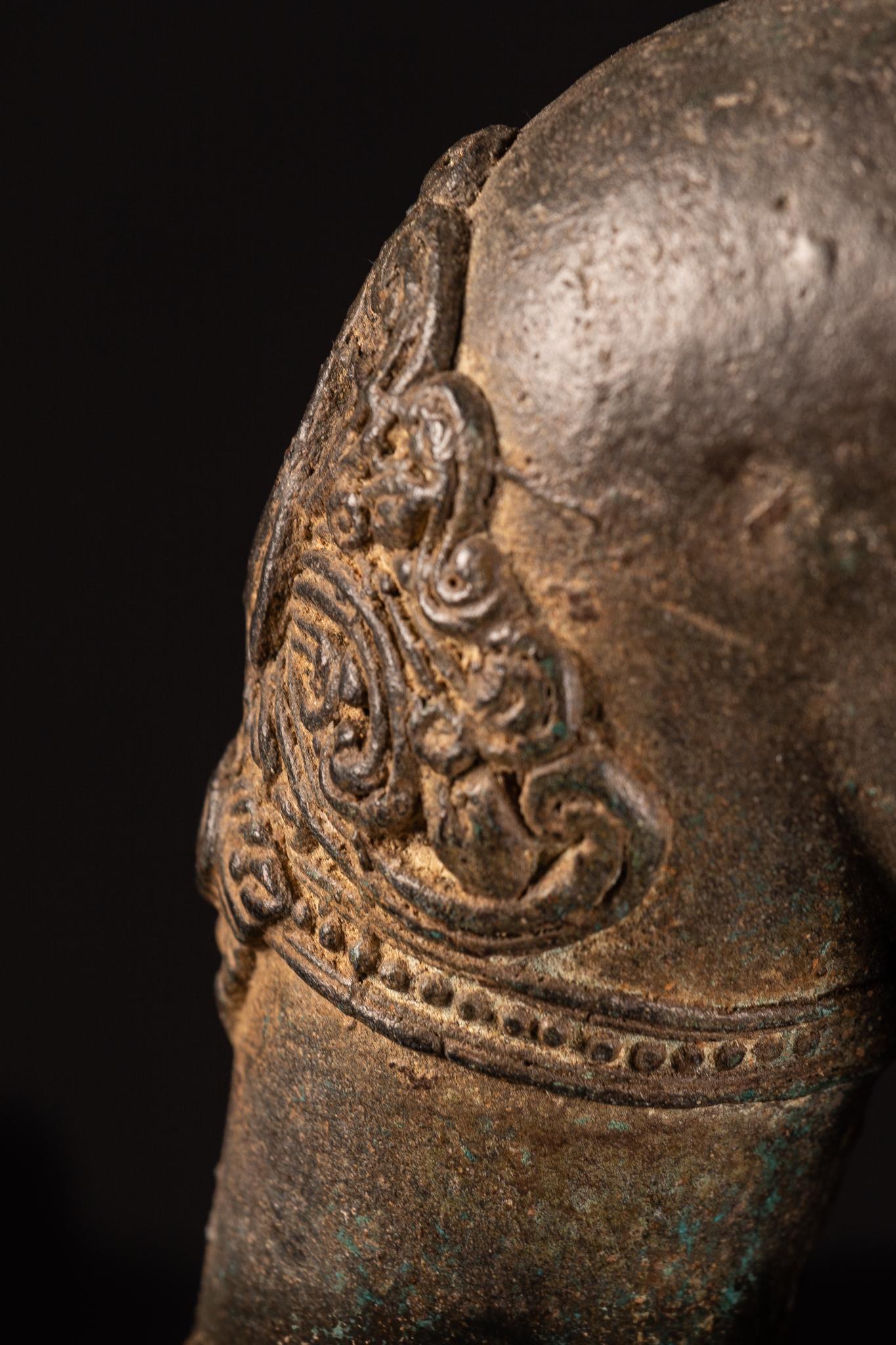 Royal Antique Bronze Buddha with Imperial Attire, Fine Details, 18th Century 12