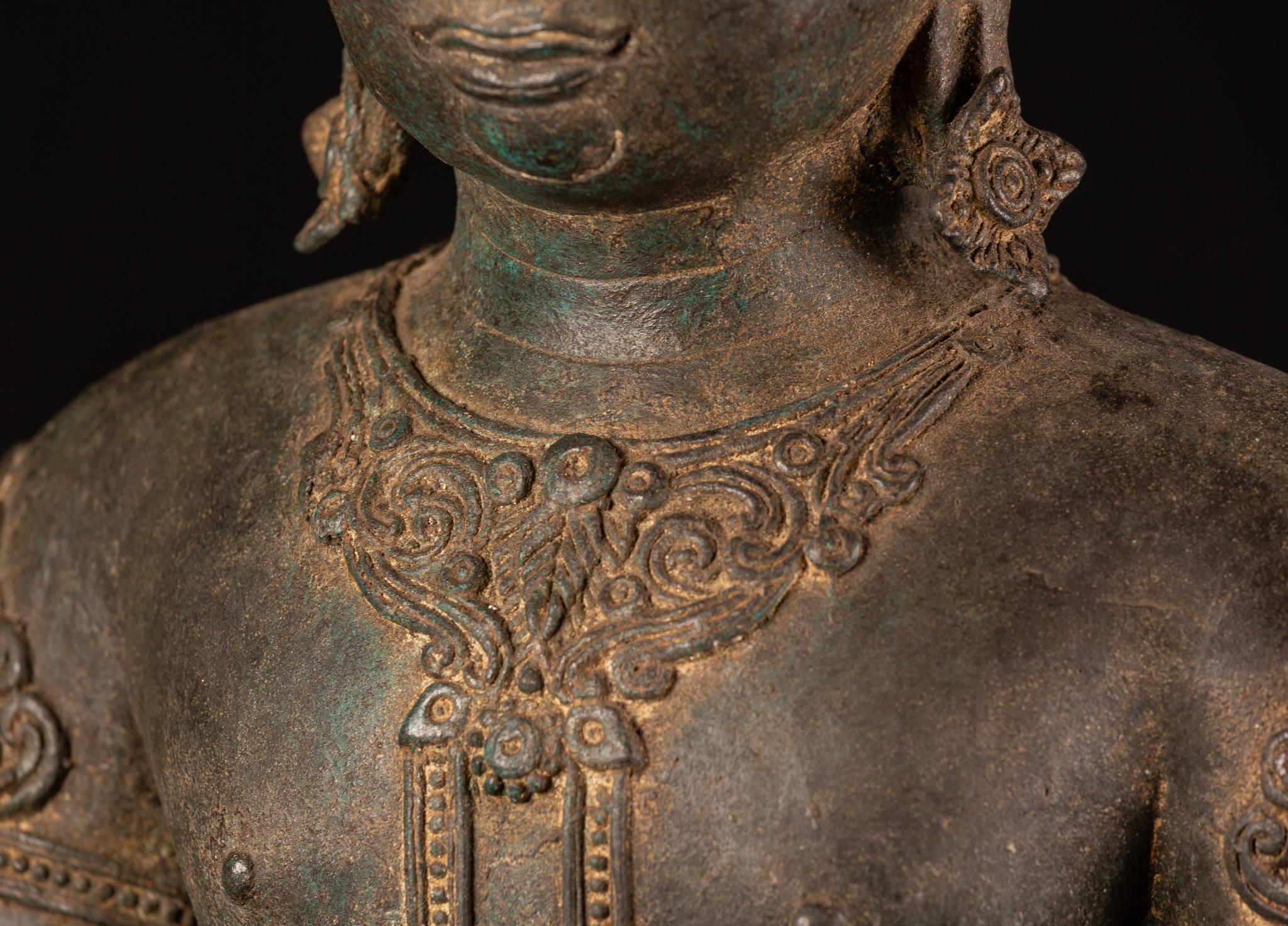 Royal Antique Bronze Buddha with Imperial Attire, Fine Details, 18th Century 1
