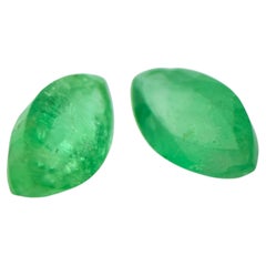 Royal Antwerp Gem Natural Emerald Pair 1.09 Ct Marquise Cut Certified