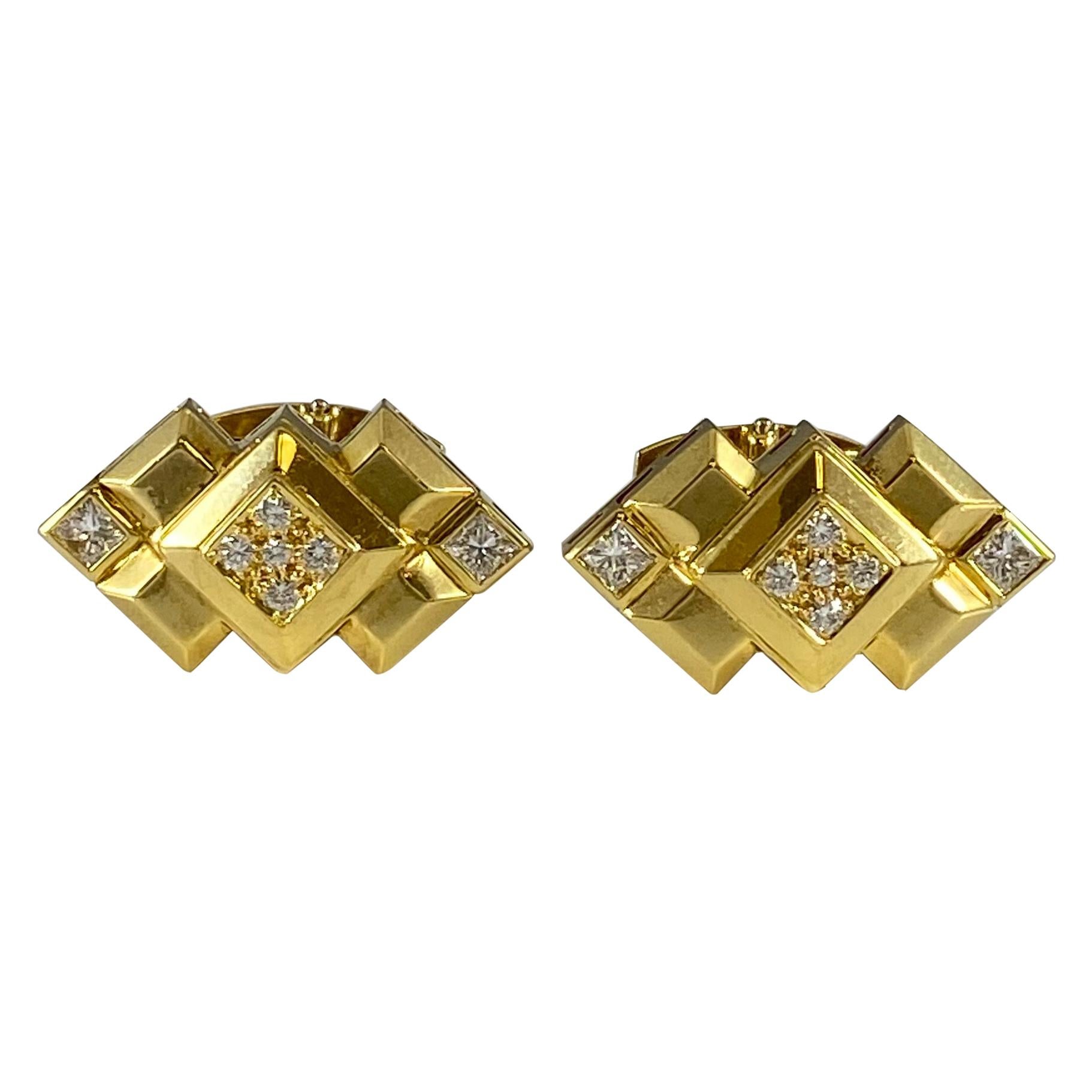 Royal Ascot Diamond Art Deco Style Cufflinks For Sale