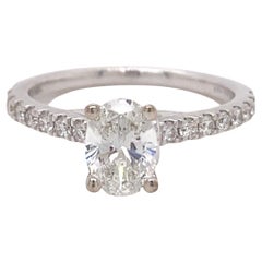 Bague de fiançailles Georgiana ovale avec diamant de 1,00 ct, 14kt WG, Royal Asscher 