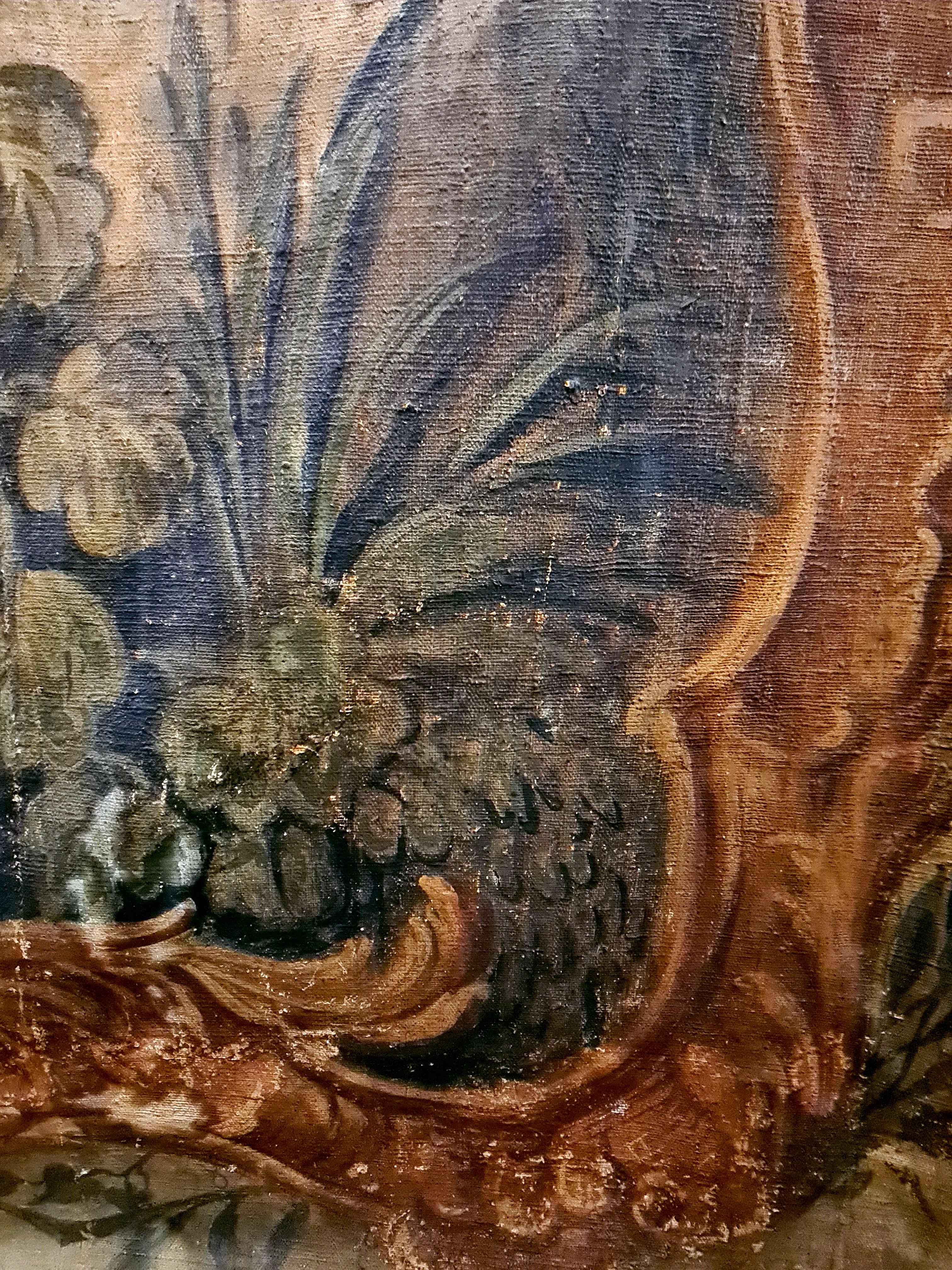 Large French 18th Century Oil on Canvas Pastoral Scene, 'Verdure' Aubusson Style en venta 1