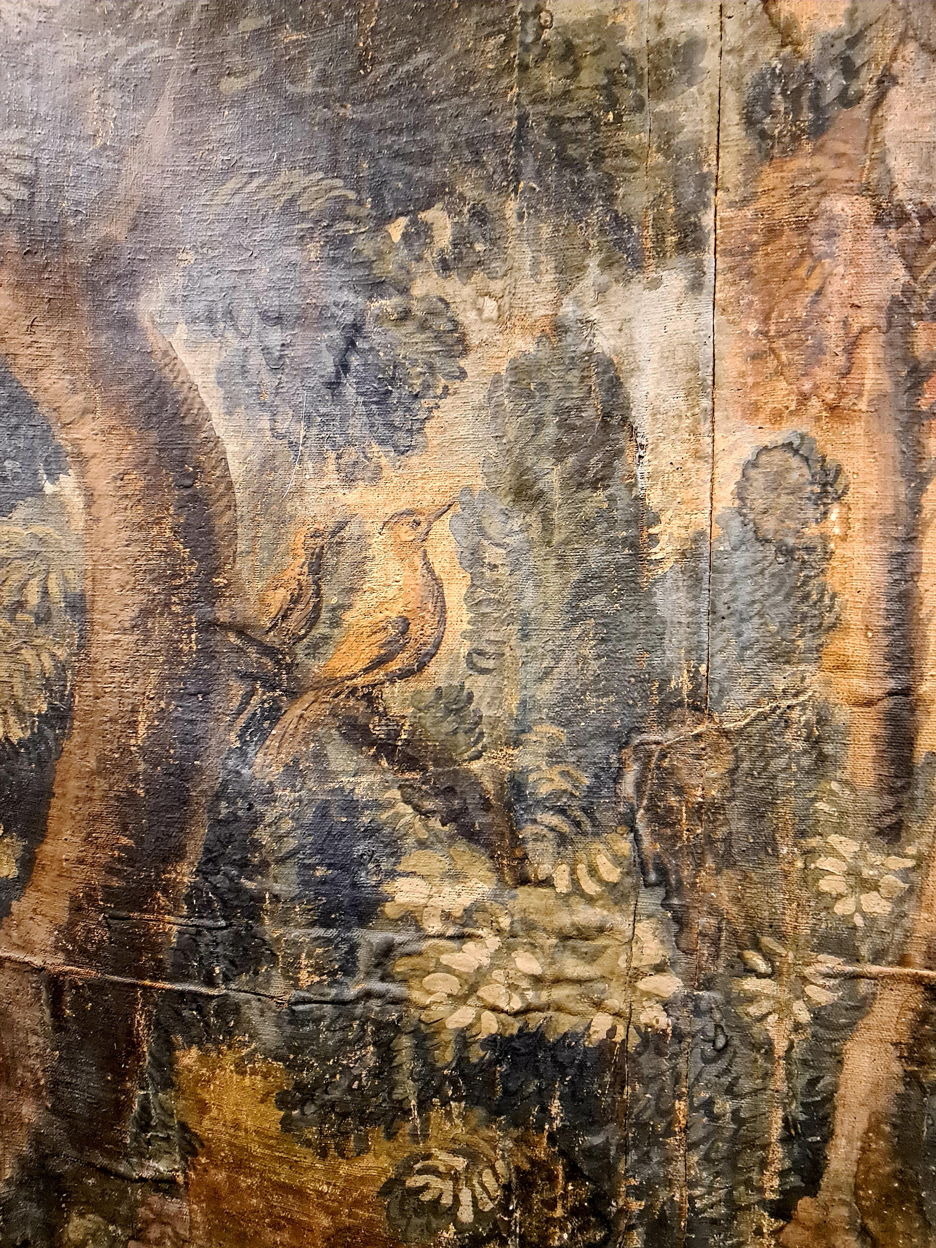 Large French 18th Century Oil on Canvas Pastoral Scene, 'Verdure' Aubusson Style en venta 3