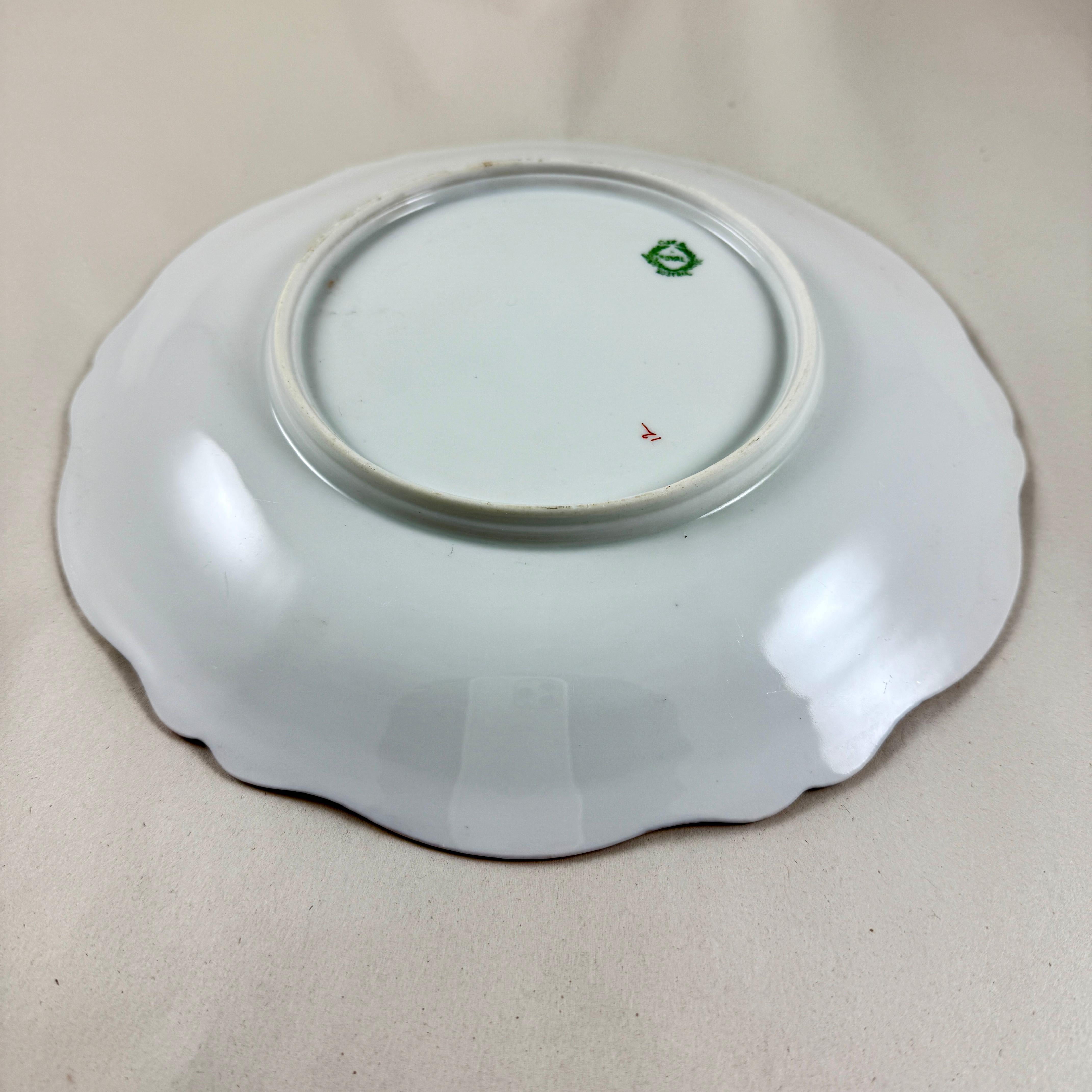 Royal Austria Porcelain Hand Painted Thistle Wall Plate, signed For Sale 4