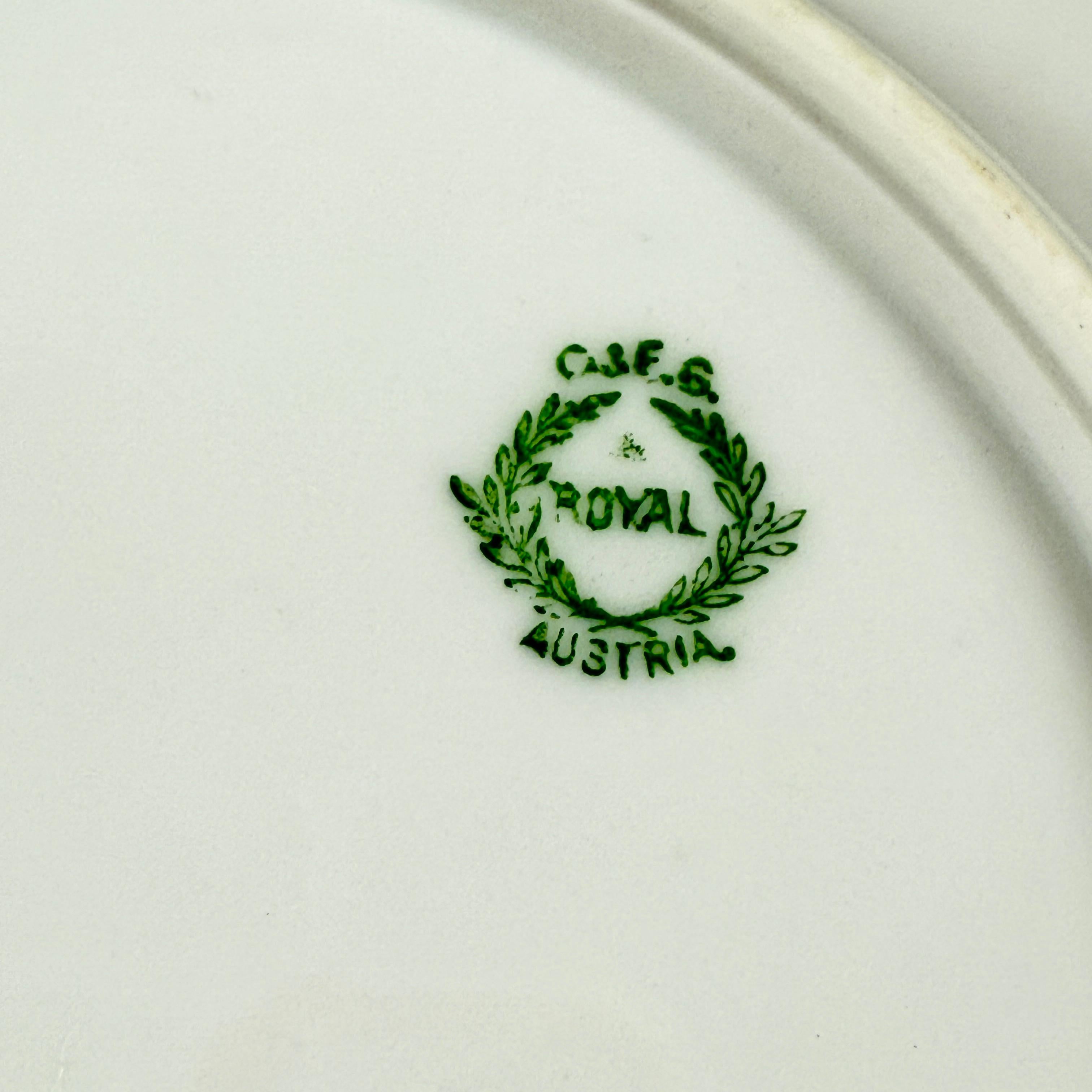 Royal Austria Porcelain Hand Painted Thistle Wall Plate, signed For Sale 5
