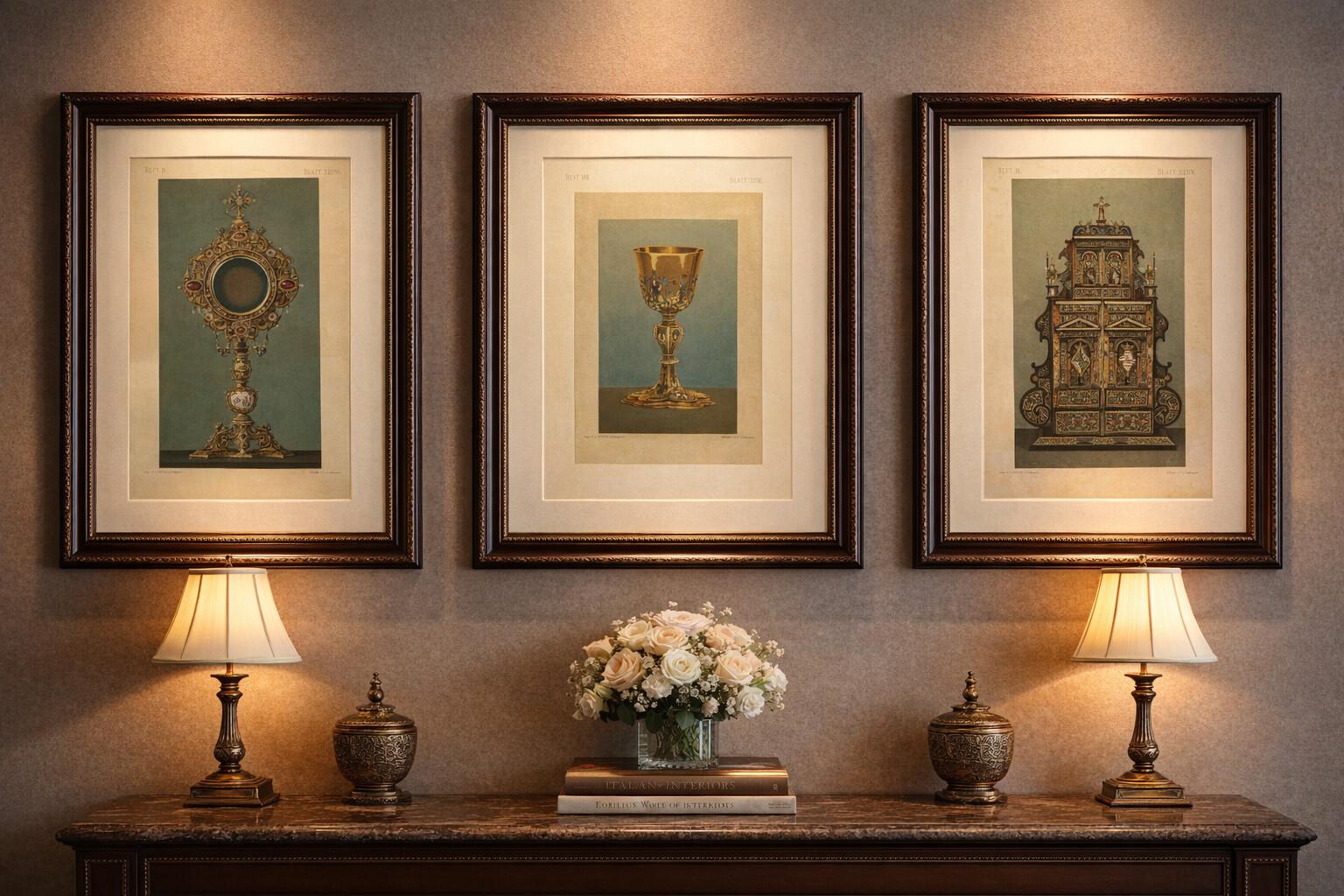 Royal Bavarian Liturgical Vessels – 3 Large Chromolithographs, Munich 1874