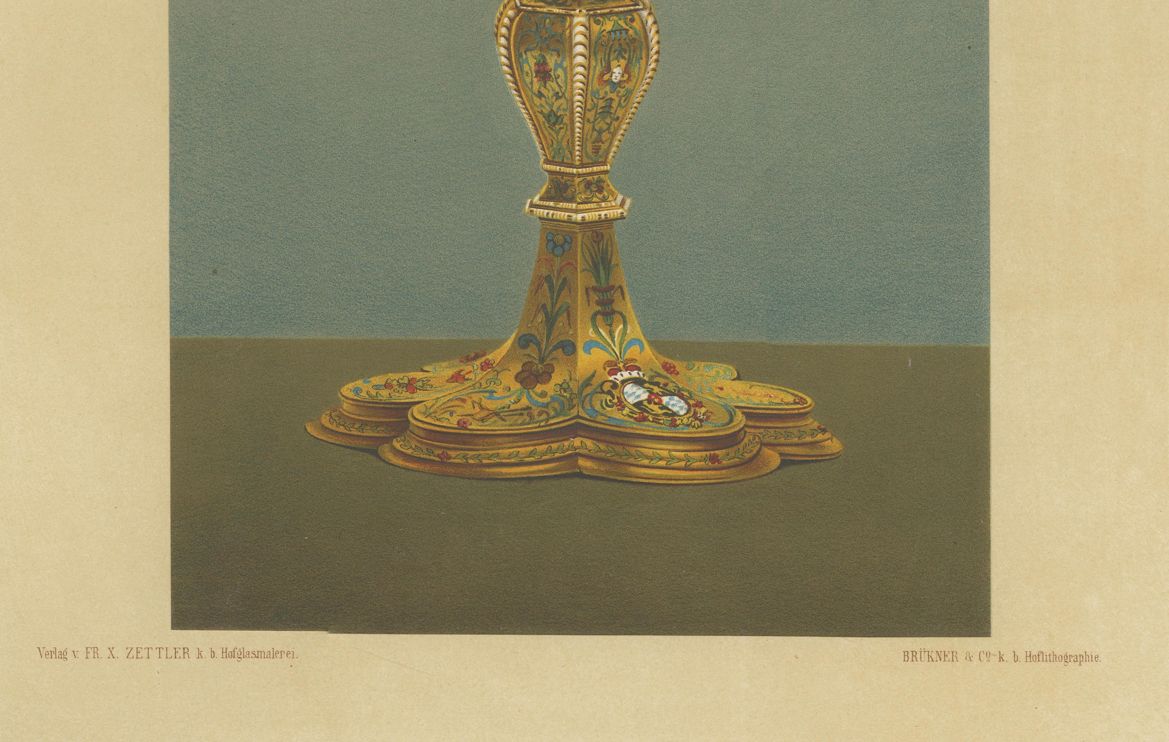 Royal Bavarian Liturgical Vessels – 3 Large Chromolithographs, Munich 1874