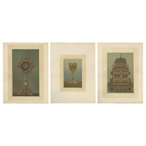 Royal Bavarian Liturgical Vessels – 3 Large Chromolithographs, Munich 1874