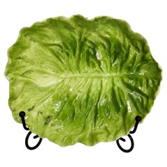 Royal Bayreuth Bavaria Green Cabbage Leaf Porcelain Plate, Early 20th Century