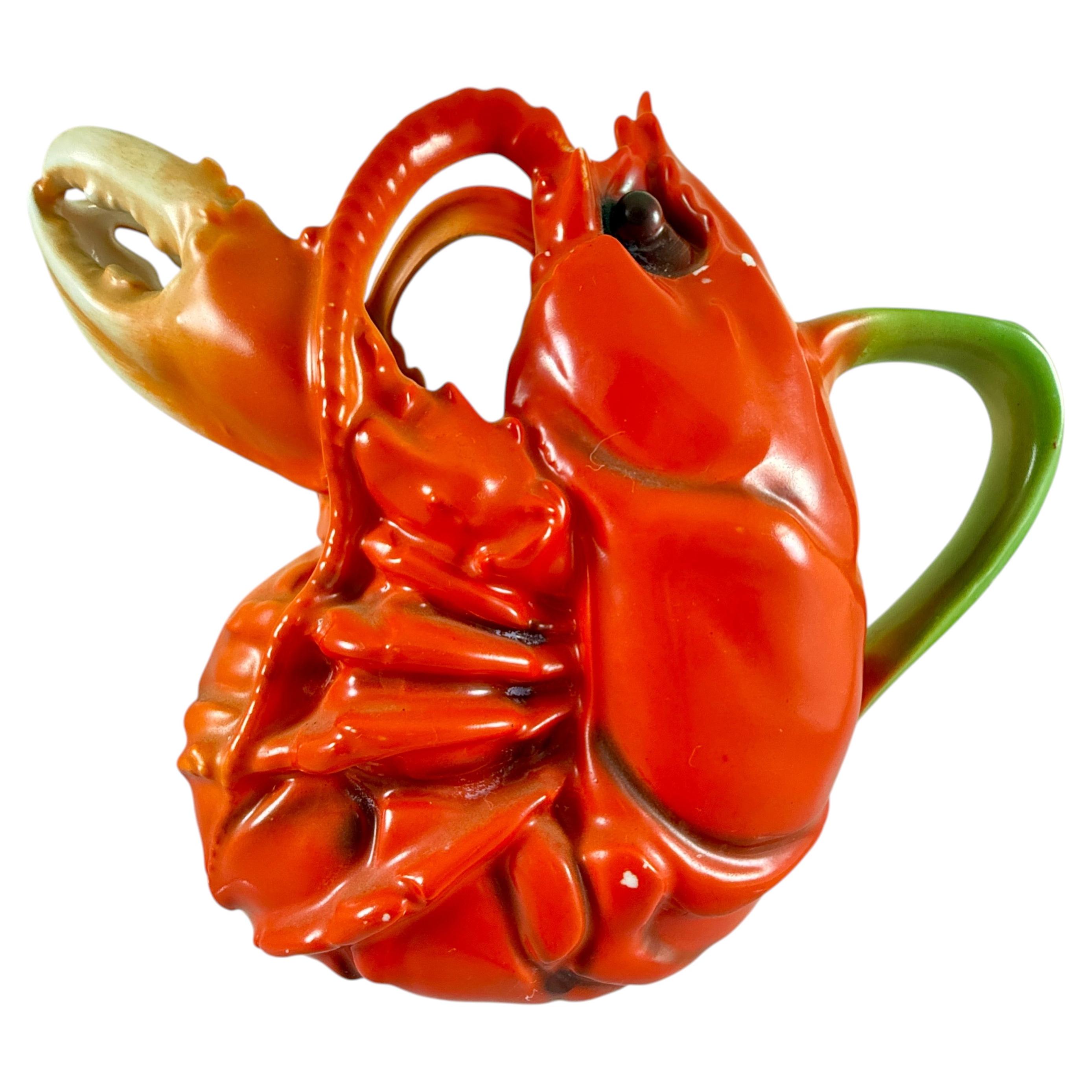 Royal Bayreuth Bavarian Porcelain Figural 7 Inch Lobster Pitcher For Sale