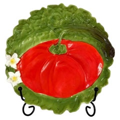 Royal Bayreuth Trompe-l’Oeil Porcelain Plate, 1900 - Tomato & Cabbage