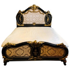 Royal Bed in Vintage Louis XV Style Custom Made beech hand carved