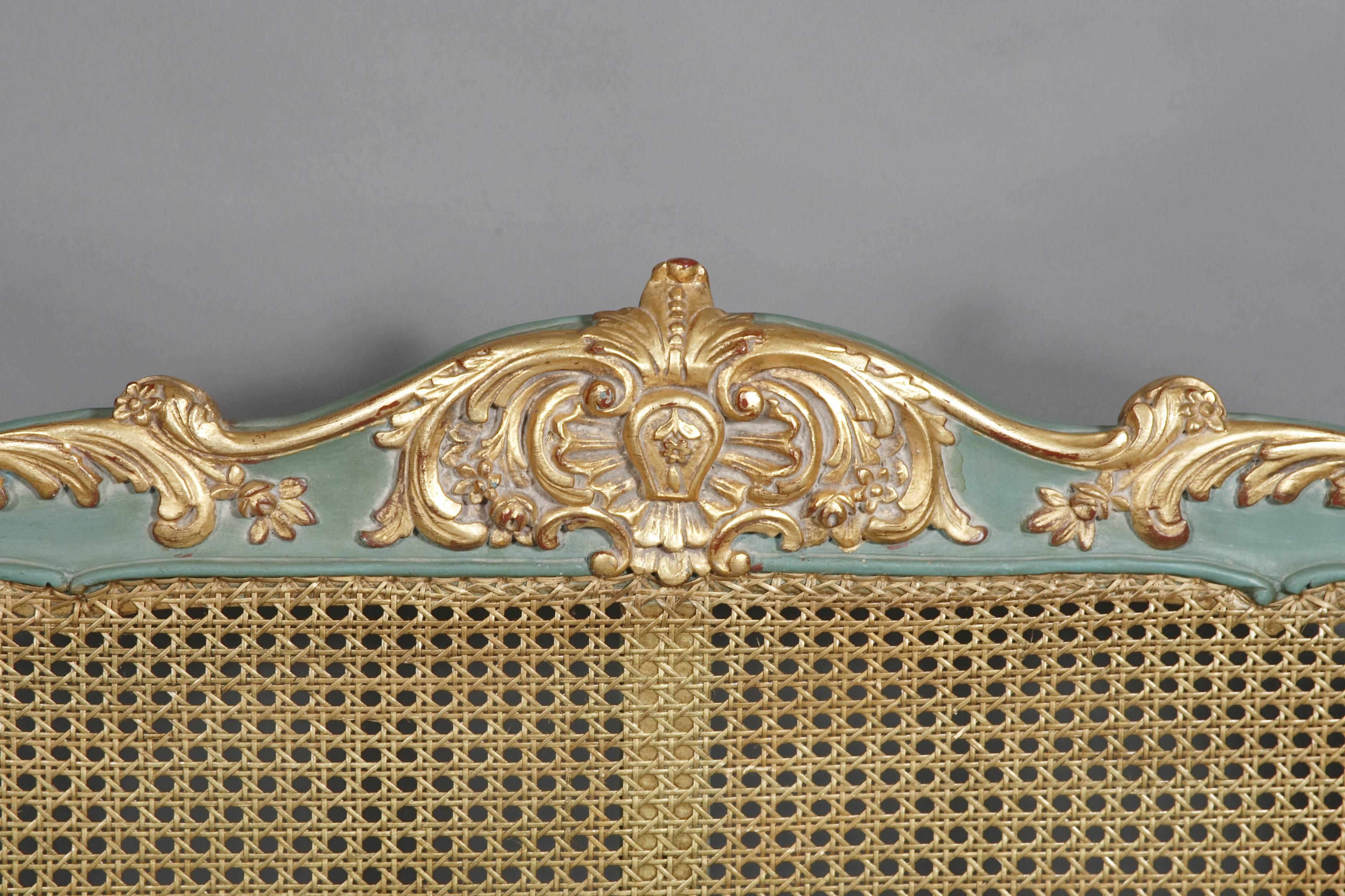Beech Royal Bed with Wickerwork in the Louis Quinze Style