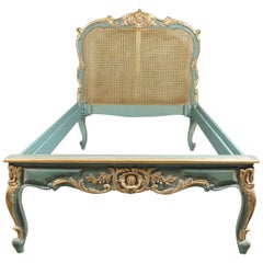 Antique Royal Bed with Wickerwork in the Louis Quinze Style