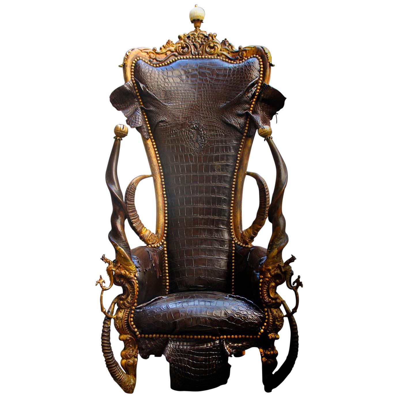 trône royal en alligator noir en vente