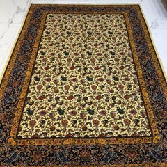 Royal Blossom Field Persian Pure Silk Carpet, Iranian Craftsmanship, 0053