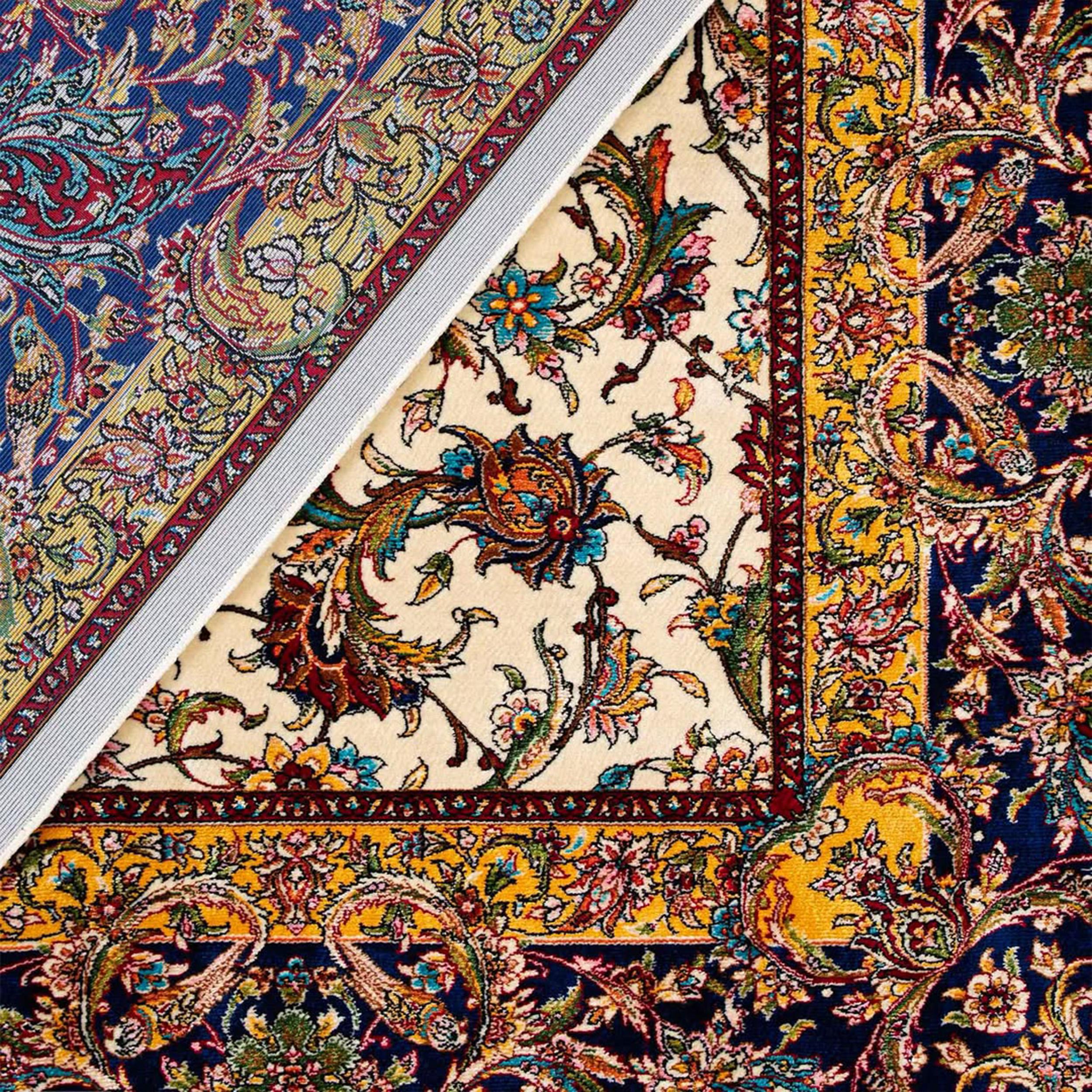 Royal Blossom Field Persian Pure Silk Carpet, Iranian Craftsmanship, 0053 For Sale 1