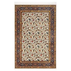 Alfombra persa de seda pura Royal Blossom Field, Artesanía iraní, 0053