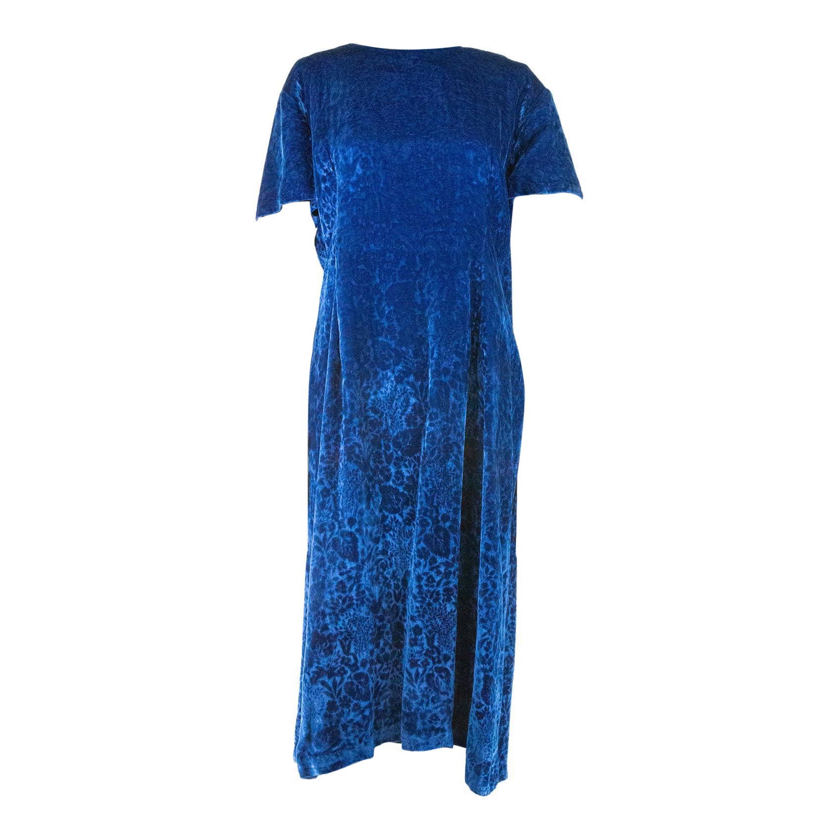Robe Sam Paula en velours bleu royal des années 1960 en vente