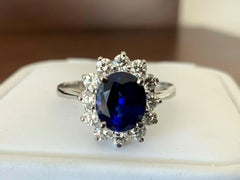 Royal Blue 2.02 Carat Madagascar Sapphire and Diamond Ring 18k GIA Certified