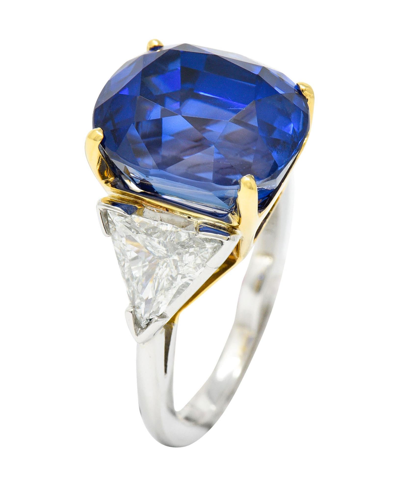 Royal Blue 22.66 Carats No Heat Ceylon Sapphire Diamond Platinum Ring Gubelin 6