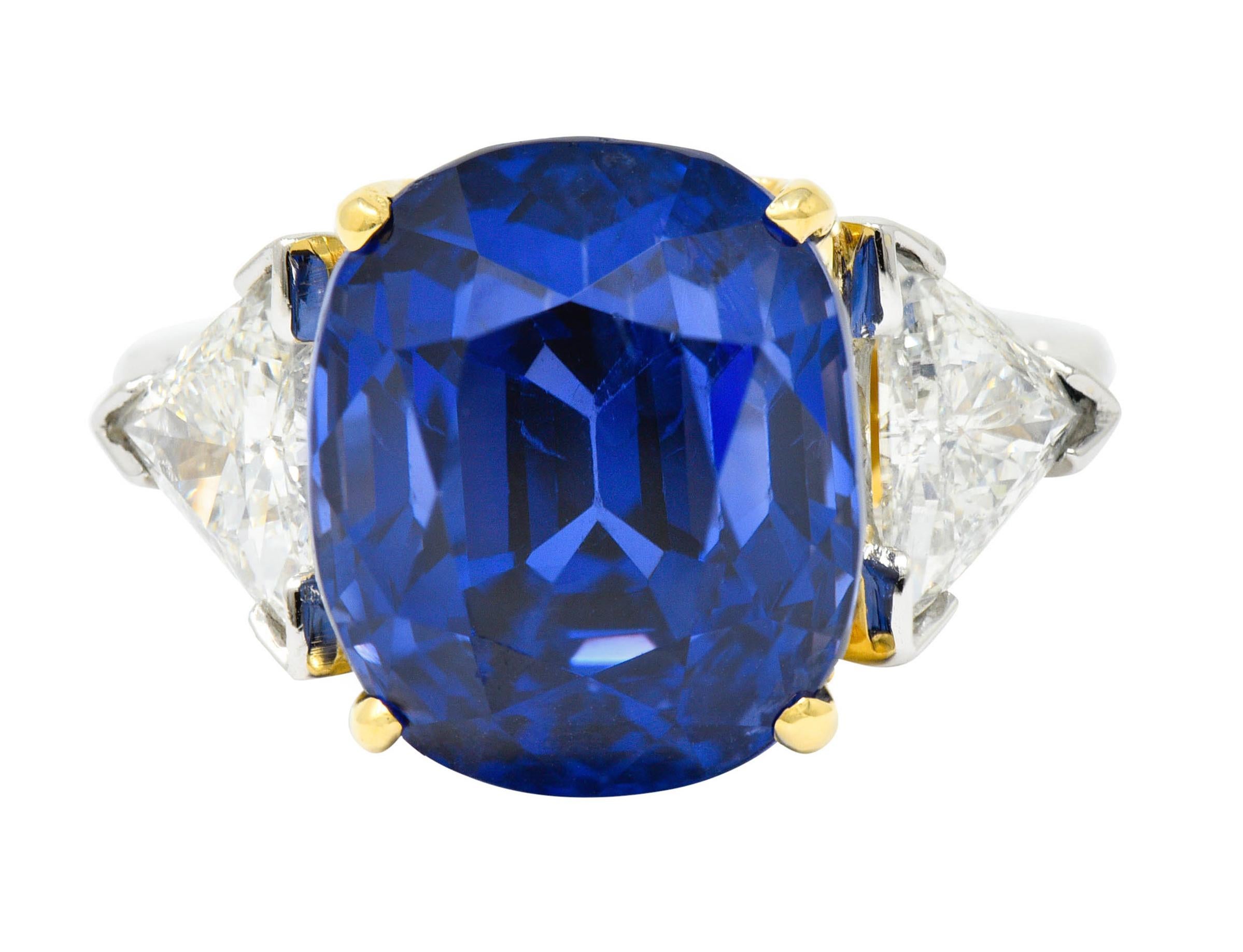 Royal Blue 22.66 Carats No Heat Ceylon Sapphire Diamond Platinum Ring Gubelin