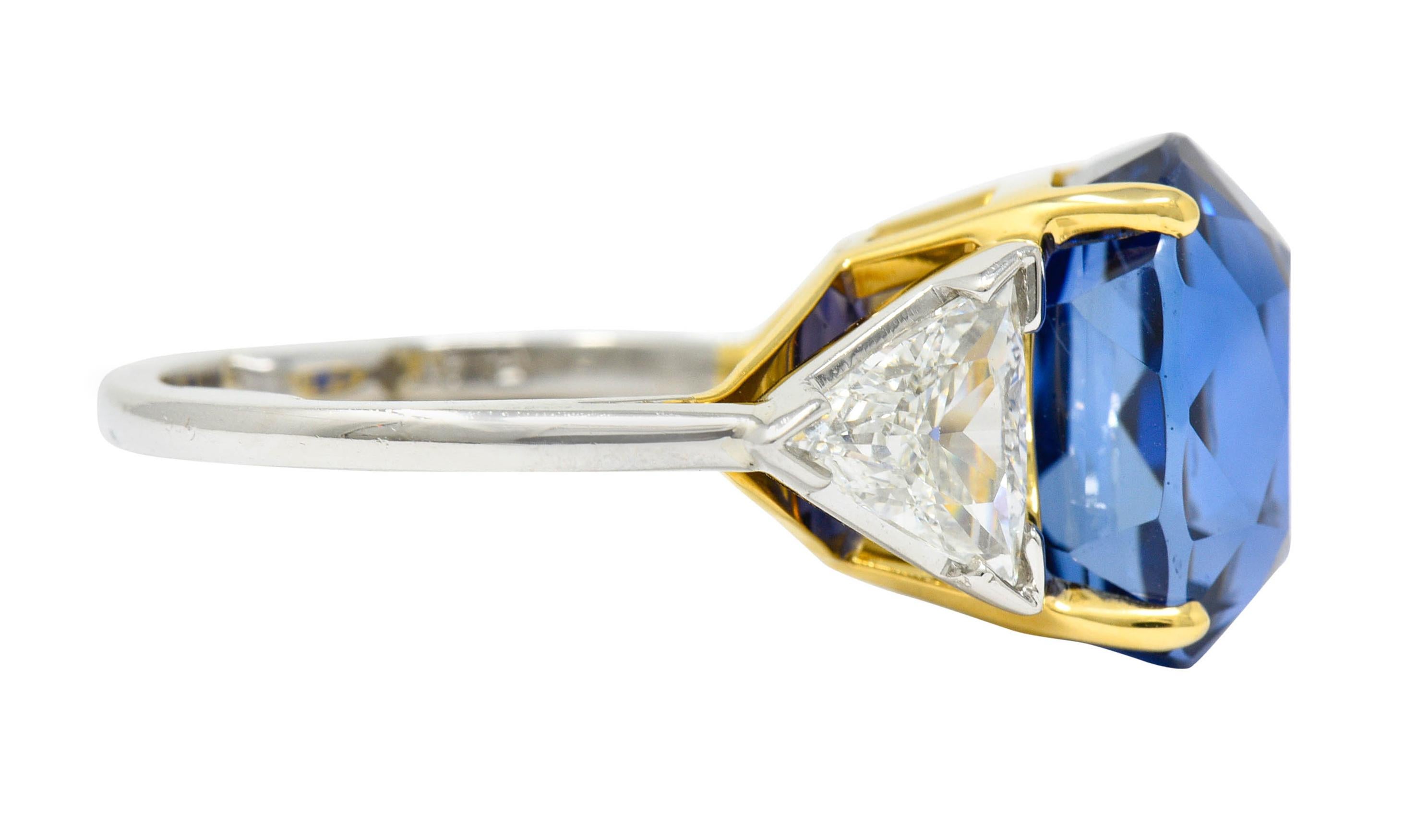 Royal Blue 22.66 Carats No Heat Ceylon Sapphire Diamond Platinum Ring Gubelin In Excellent Condition In Philadelphia, PA