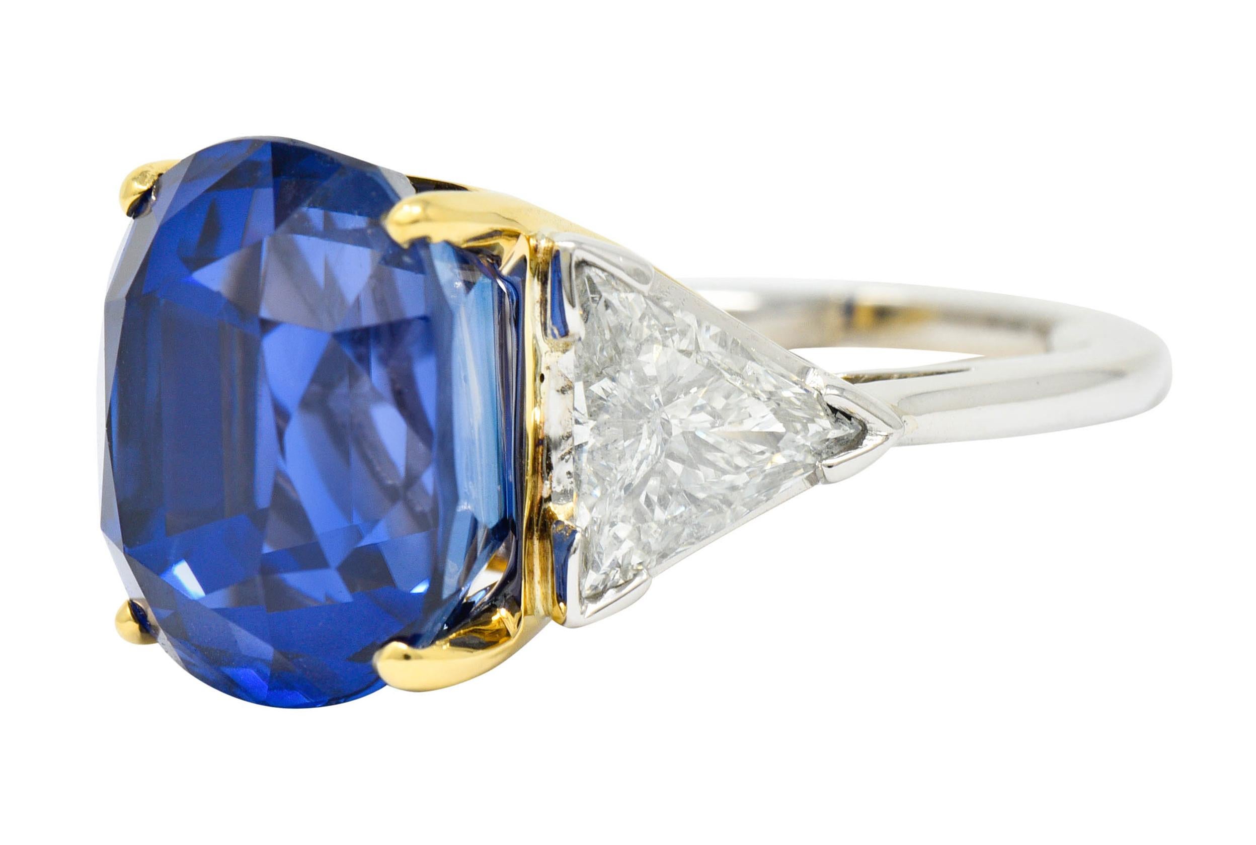 Royal Blue 22.66 Carats No Heat Ceylon Sapphire Diamond Platinum Ring Gubelin 2