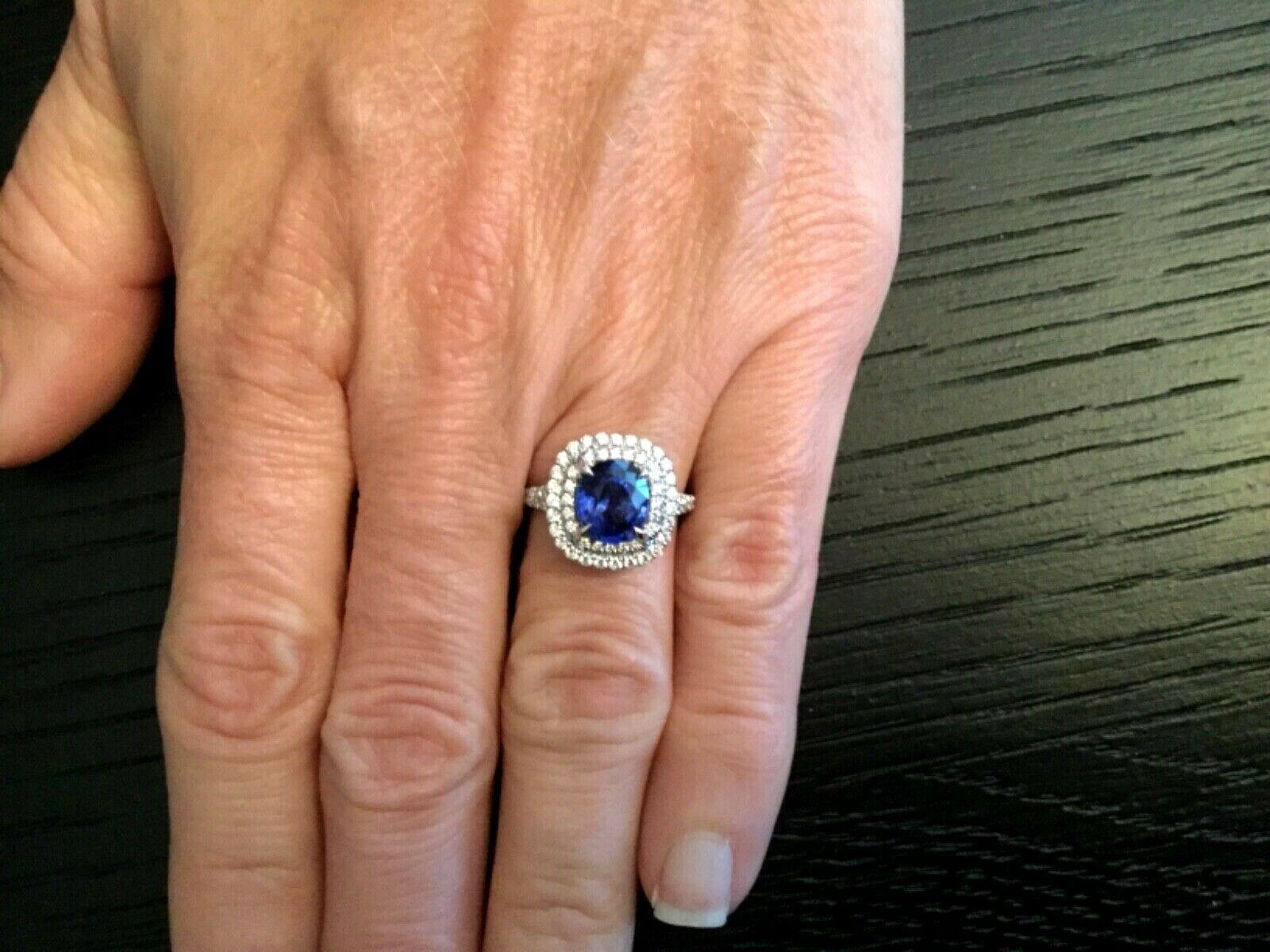 Royal Blue 2.68 Carat Natural Sapphire and Diamond Ring GIA Certified 9