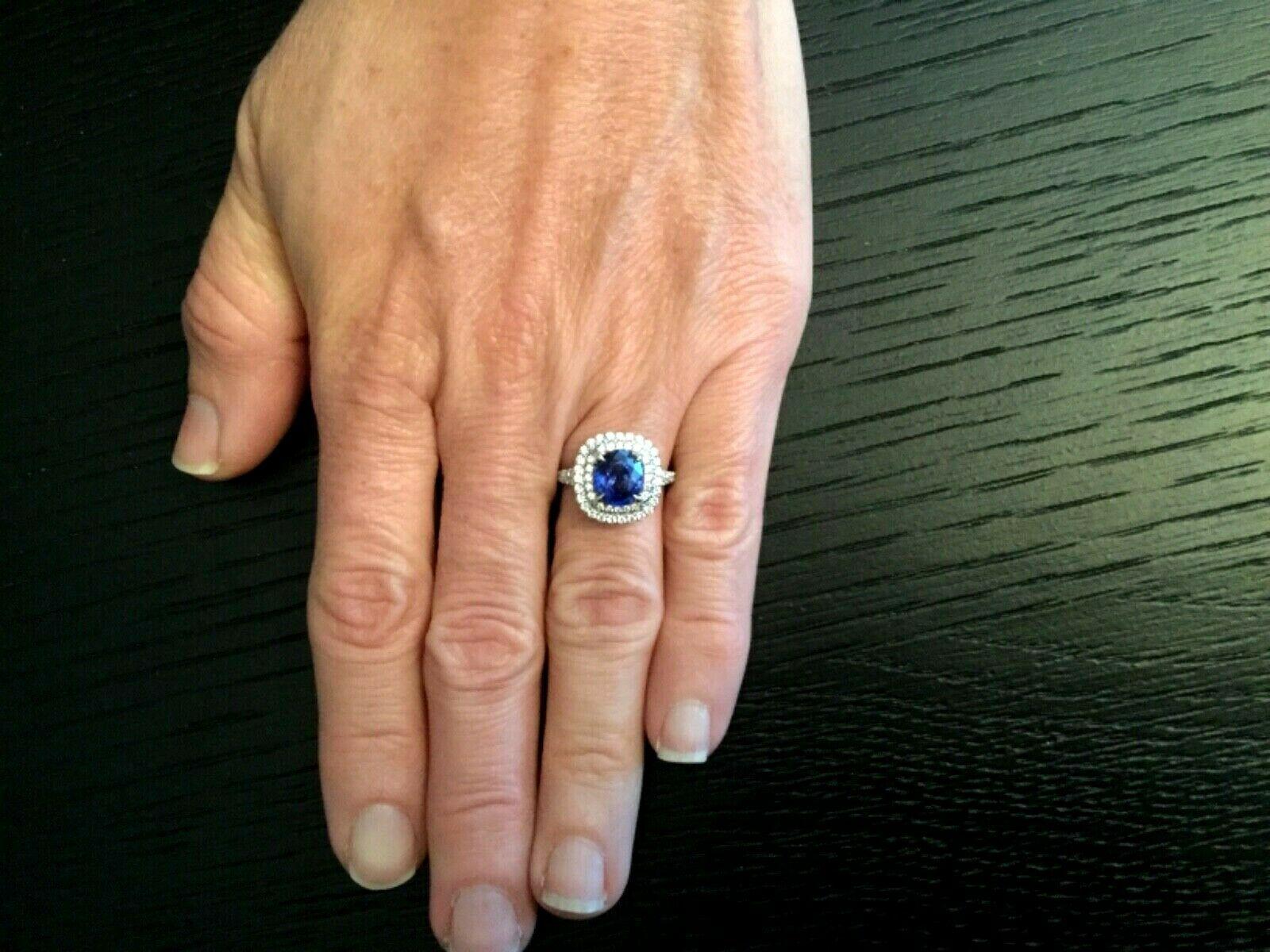 Royal Blue 2.68 Carat Natural Sapphire and Diamond Ring GIA Certified 10