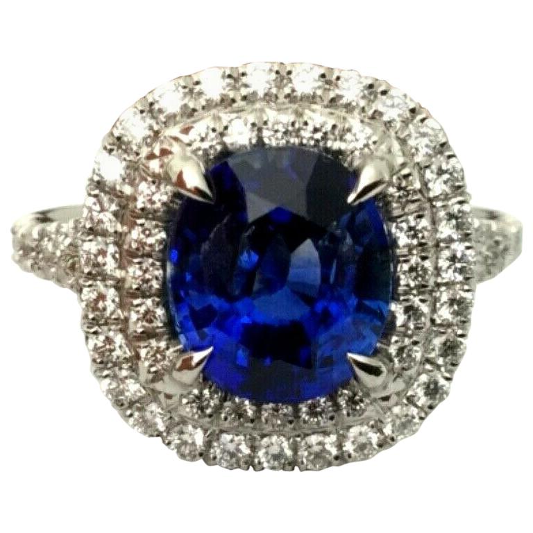 Royal Blue 2.68 Carat Natural Sapphire and Diamond Ring GIA Certified