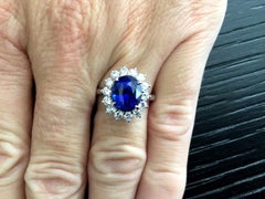Royal Blue 4.52 Carat Madagascar Sapphire and Diamond Ring GIA Certified